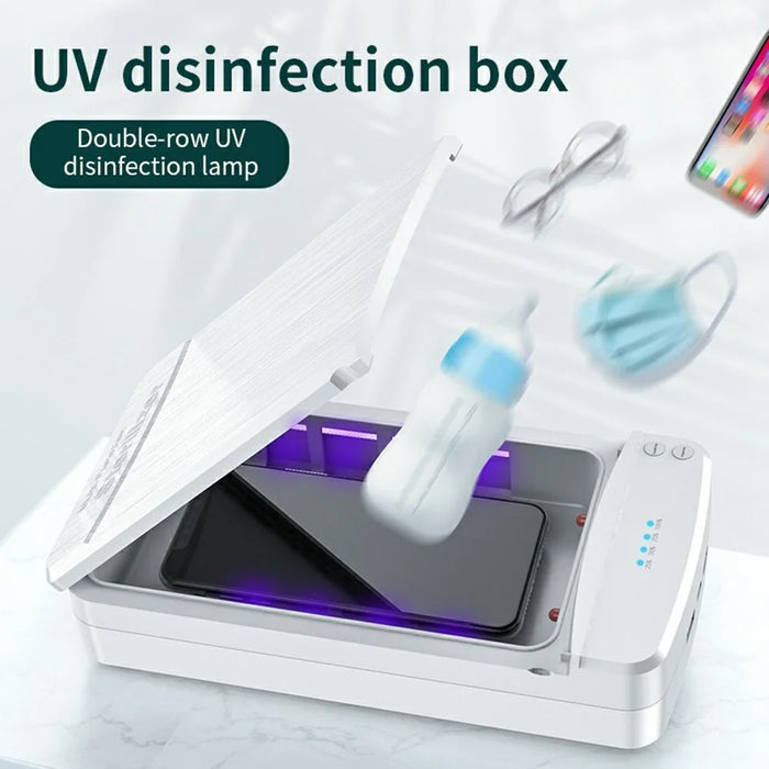 JJT-891 Multipurpose UV Phone Sanitizer Ultraviolet Light Disinfection Box with Dual Output, Upgraded Version - White - 3