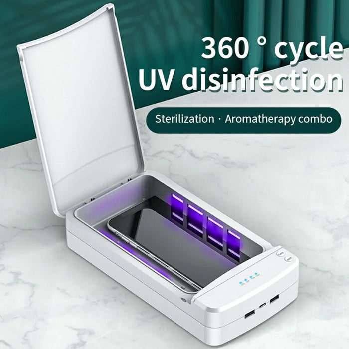 JJT-891 Multipurpose UV Phone Sanitizer Ultraviolet Light Disinfection Box with Dual Output, Upgraded Version - White - 6