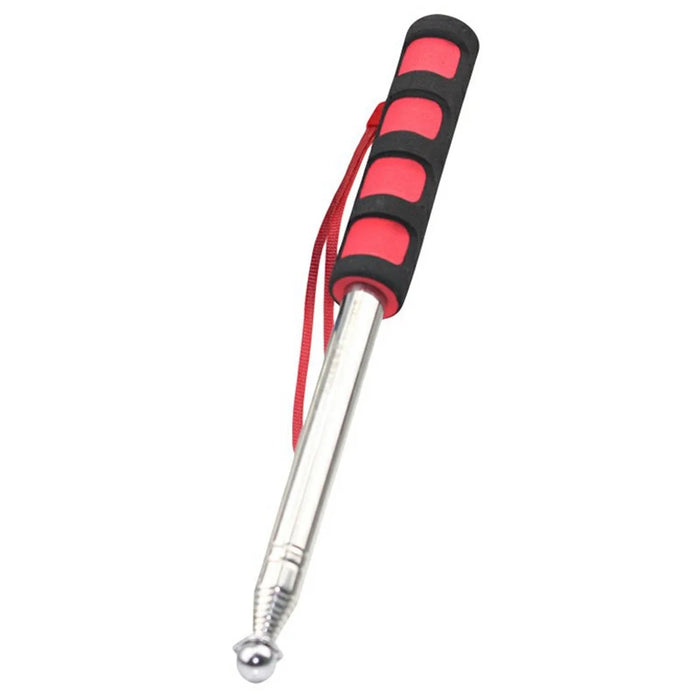 140cm Stainless Steel Telescopic Flagpole Portable Handheld Teaching Stick Extendable Guide Flag Pole with Foam Grip - Red - 1