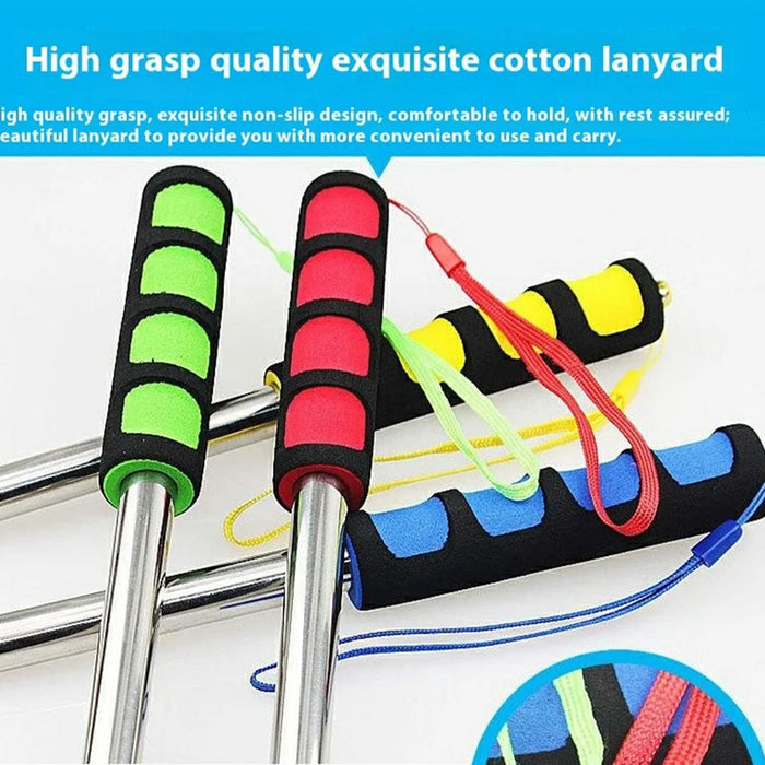 140cm Stainless Steel Telescopic Flagpole Portable Handheld Teaching Stick Extendable Guide Flag Pole with Foam Grip - Red - 4