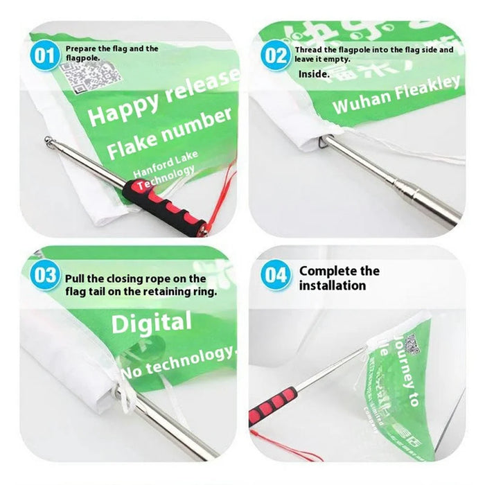 140cm Stainless Steel Telescopic Flagpole Portable Handheld Teaching Stick Extendable Guide Flag Pole with Foam Grip - Red - 6