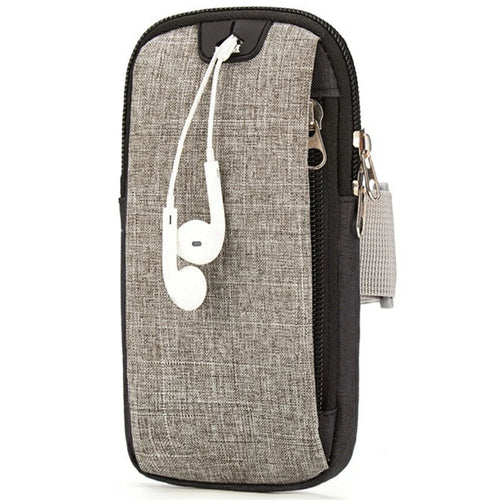 L&M X3009 Regular Size Outdoor Sports Phone Storage Armband Bag with Earphone Hole for Running Cycling - Grey - 1