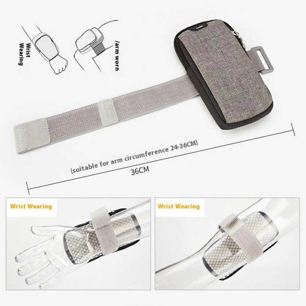 L&M X3009 Regular Size Outdoor Sports Phone Storage Armband Bag with Earphone Hole for Running Cycling - Grey - 3