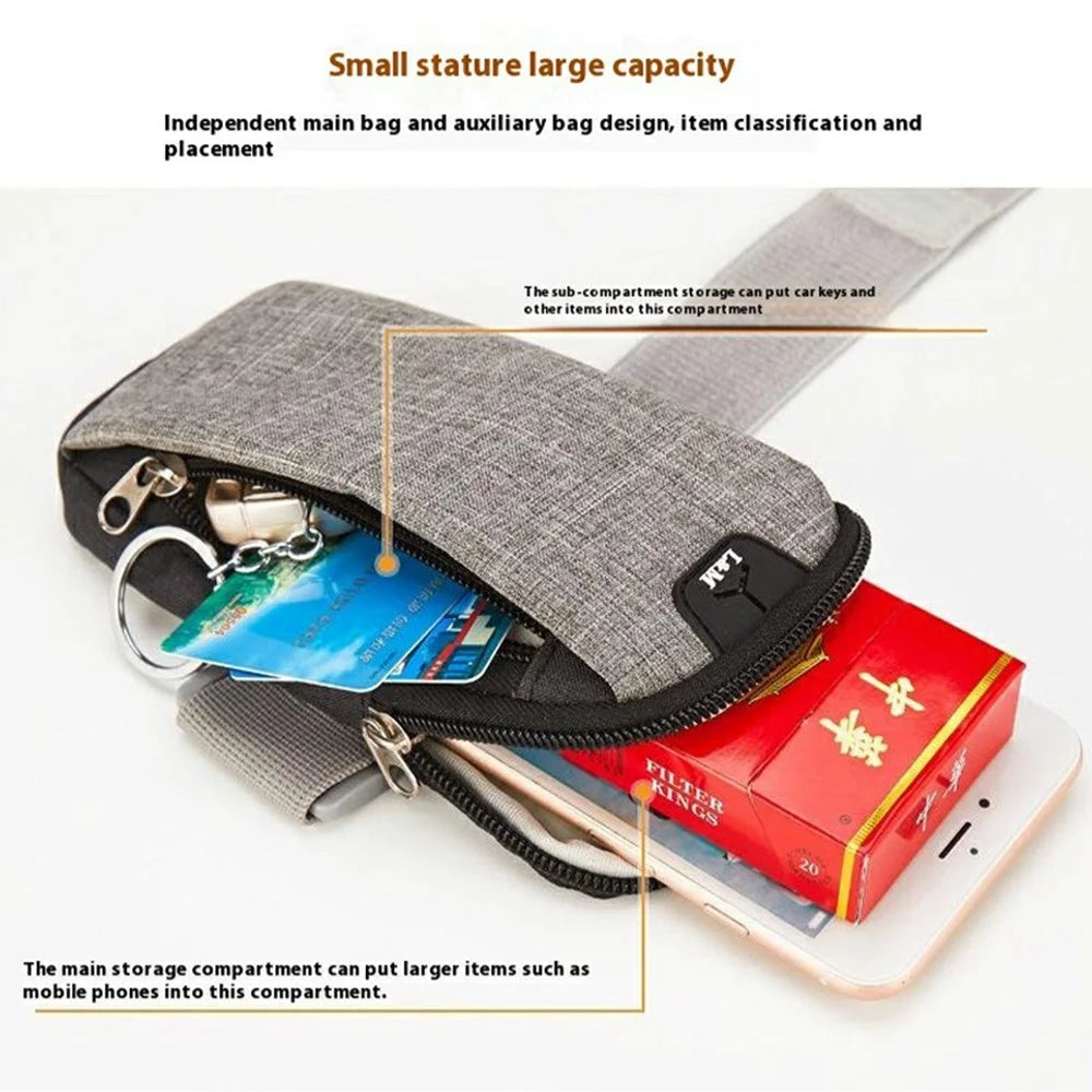 L&M X3009 Extended Size Outdoor Sports Phone Storage Armband Bag with Earphone Hole for Running Cycling - Grey - 4