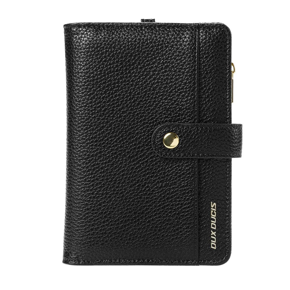 DUX DUCIS Wallet Multi Card Passport Holder with Lanyard PU Leather RFID Blocking Travel Organizer - Black - 4