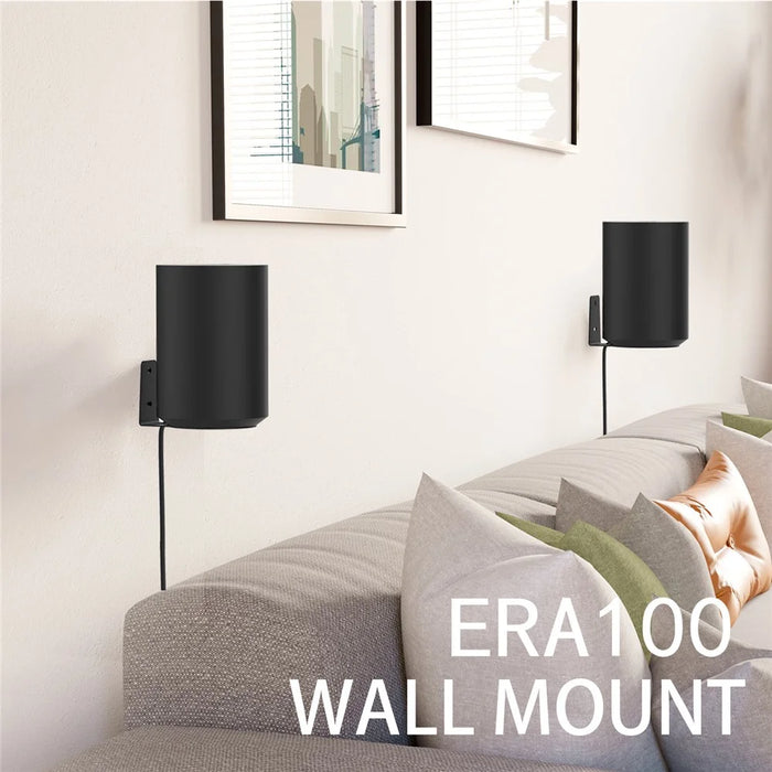 2Pcs for Sonos Era 100 Metal Wall Mount Bracket Space Saving Speaker Holder - Black - 4