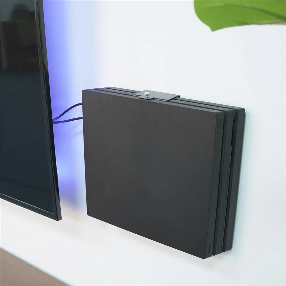 For Sony PlayStation 4 Pro Wall Mount Metal Bracket Space Saving Gaming Console Holder - 3