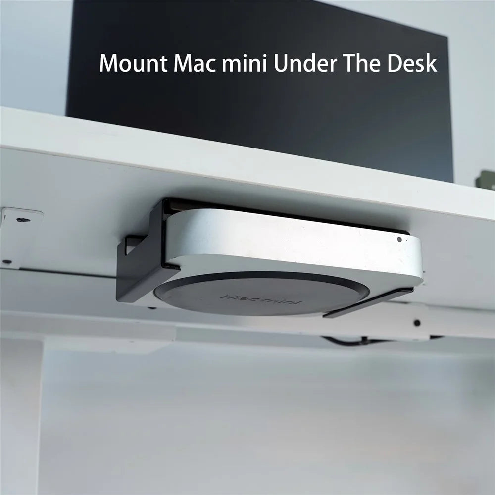 For Mac mini M1 / M2 Under Desk Monitor Back Mount Bracket Space Saving Metal Storage Rack - 6