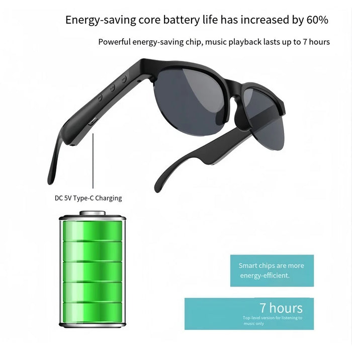 UV Protection Smart Sunglasses with Noise Reduction Bluetooth-compatible Earphones Music Eyeglasses - 6