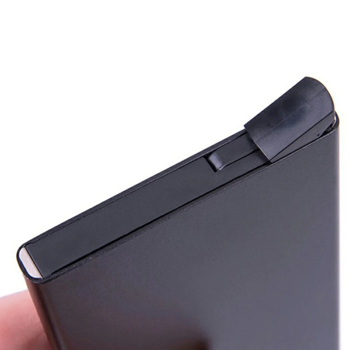 RFID Blocking Aluminum Card Holder Slim Design Anti Theft Protection Card Collector - Black - 6