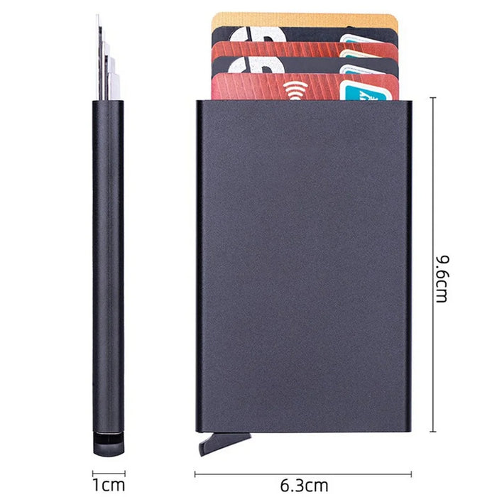 RFID Blocking Aluminum Card Holder Slim Design Anti Theft Protection Card Collector - Black - 7