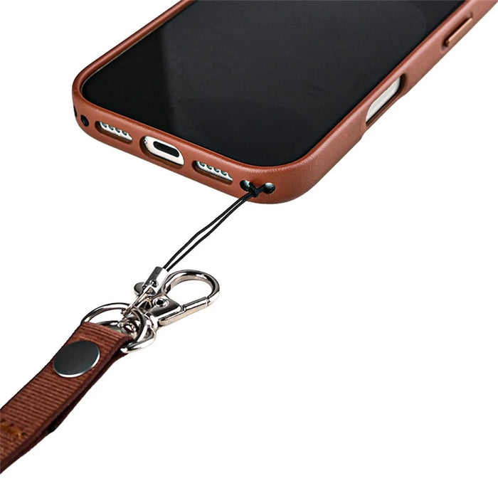 27cm Wrist Phone Lanyard Recycled PET Yarn Quick Release Short Strap with Tether Tab - Tan - 2