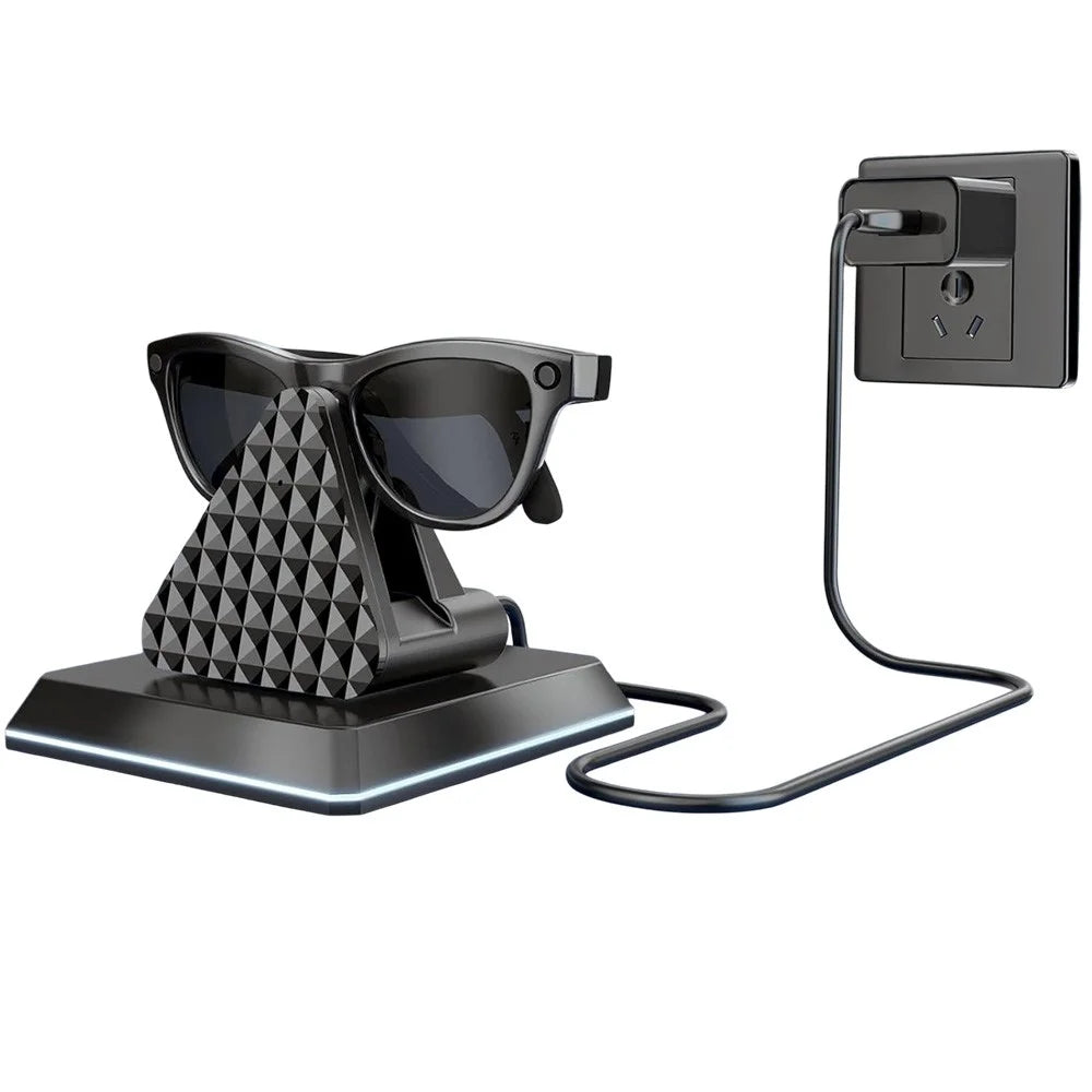 Charging Dock For Ray-Ban Meta Wayfarer / Headliner / Skyler USB Charger Charging Stand with Adapter / Cable - Black - 1
