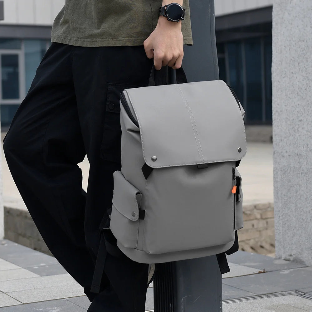 Oxford Fabric Business Backpack 20-35L Waterproof Laptop Bag For 14 Inch Notebook Travel Daypack - Light Grey - 3