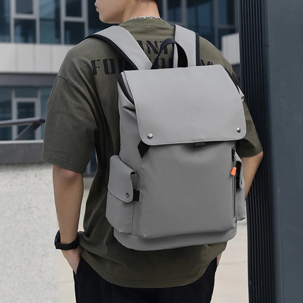 Oxford Fabric Business Backpack 20-35L Waterproof Laptop Bag For 14 Inch Notebook Travel Daypack - Light Grey - 4