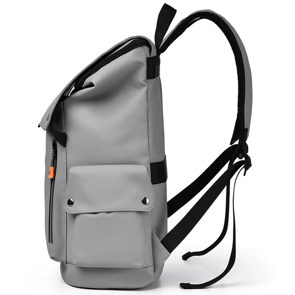 Oxford Fabric Business Backpack 20-35L Waterproof Laptop Bag For 14 Inch Notebook Travel Daypack - Light Grey - 6