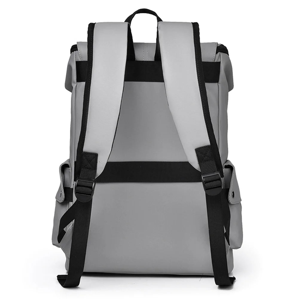 Oxford Fabric Business Backpack 20-35L Waterproof Laptop Bag For 14 Inch Notebook Travel Daypack - Light Grey - 7