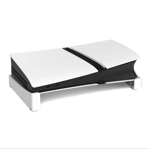 For Sony PS5 Slim/Pro Console Stand Plastic Horizontal Storage Rack with 12 Game Card Slots - White - 1
