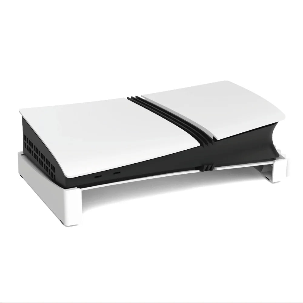 For Sony PS5 Slim/Pro Console Stand Plastic Horizontal Storage Rack with 12 Game Card Slots - White - 1