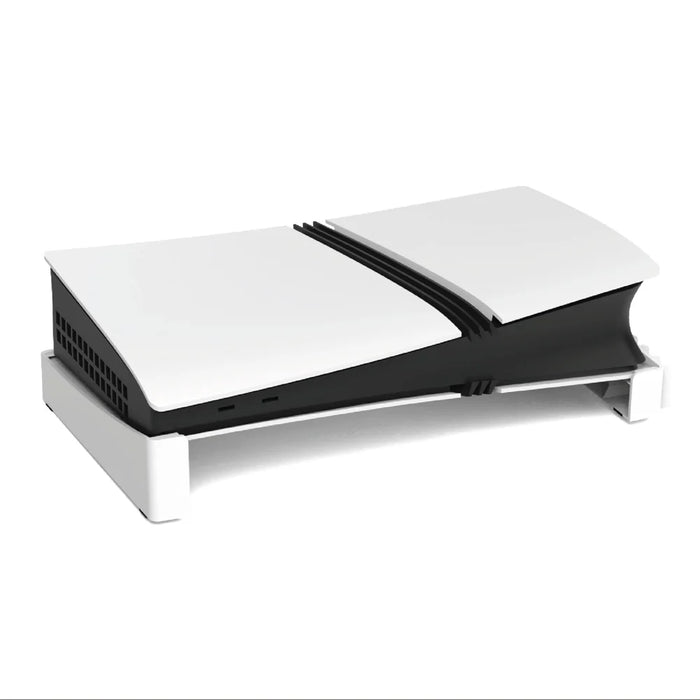 For Sony PS5 Slim/Pro Console Stand Plastic Horizontal Storage Rack with 12 Game Card Slots - White - 1