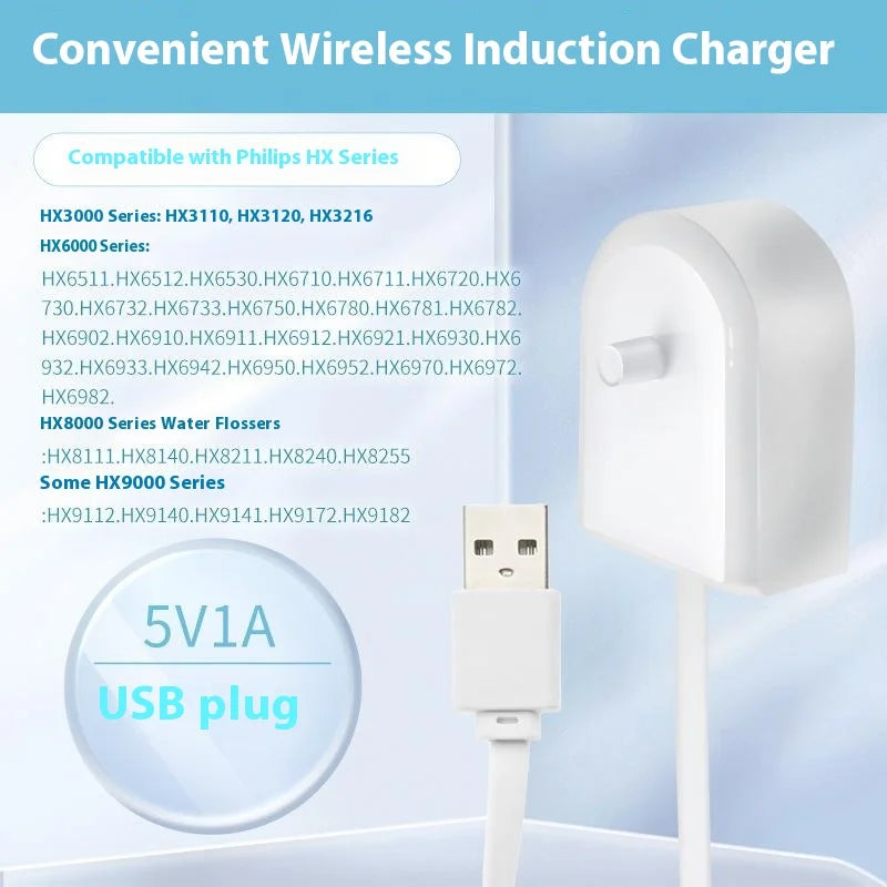 Charging Base For Philips HX8211/HX6100/HX6730/HX3216 Electric Toothbrush Replacement Charger - USB/5V - 2