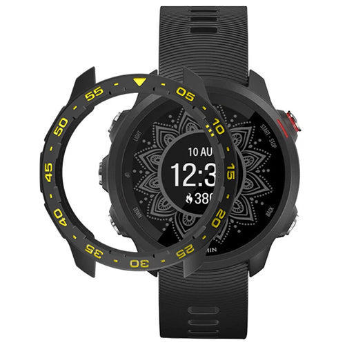 SIKAI For Garmin Forerunner 245/245 Music Watch Case Soft TPU Anti-Scratch Protective Cover Shell - Black + Yellow - 1