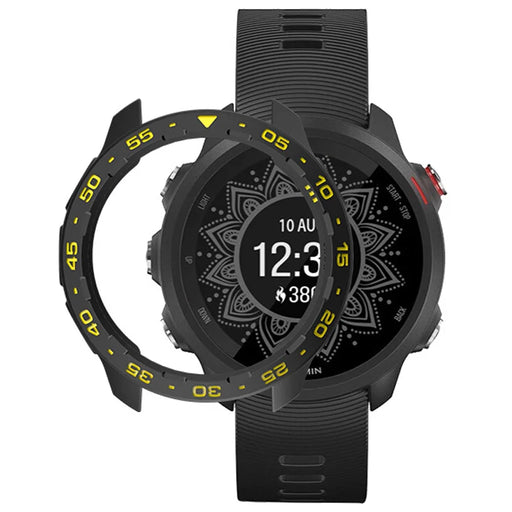 SIKAI For Garmin Forerunner 245/245 Music Watch Case Soft TPU Anti-Scratch Protective Cover Shell - Black + Yellow - 1