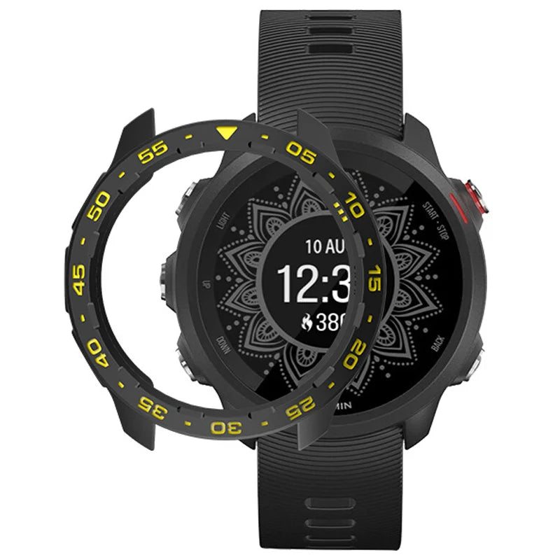 SIKAI For Garmin Forerunner 245/245 Music Watch Case Soft TPU Anti-Scratch Protective Cover Shell - Black + Yellow - 1