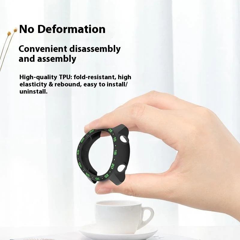 SIKAI For Garmin Forerunner 245/245 Music Watch Case Soft TPU Anti-Scratch Protective Cover Shell - Black + Yellow - 3
