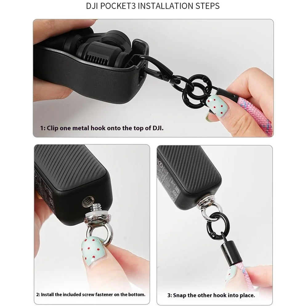 For DJI Osmo Pocket 3 Camera Phone Polyester Lanyard 1.2m Crossbody Shoulder Strap + 0.3m Hand Strap  - Rainbow - 4
