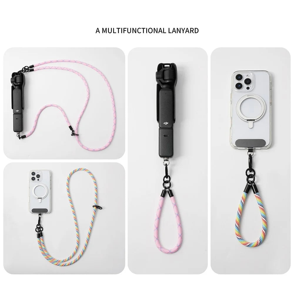 For DJI Osmo Pocket 3 Camera Phone Polyester Lanyard 1.2m Crossbody Shoulder Strap + 0.3m Hand Strap  - Rainbow - 6