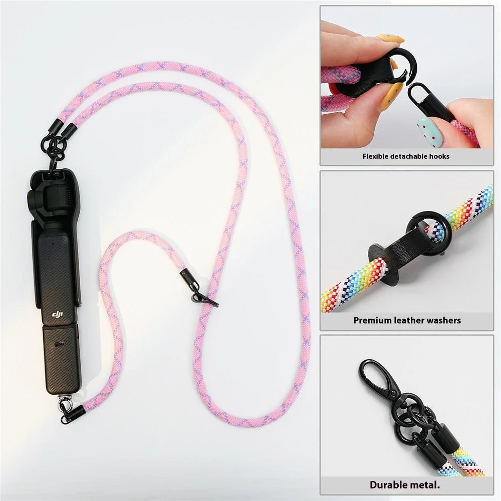 For DJI Osmo Pocket 3 Camera Phone Polyester Lanyard 1.2m Crossbody Shoulder Strap + 0.3m Hand Strap  - Rainbow - 7