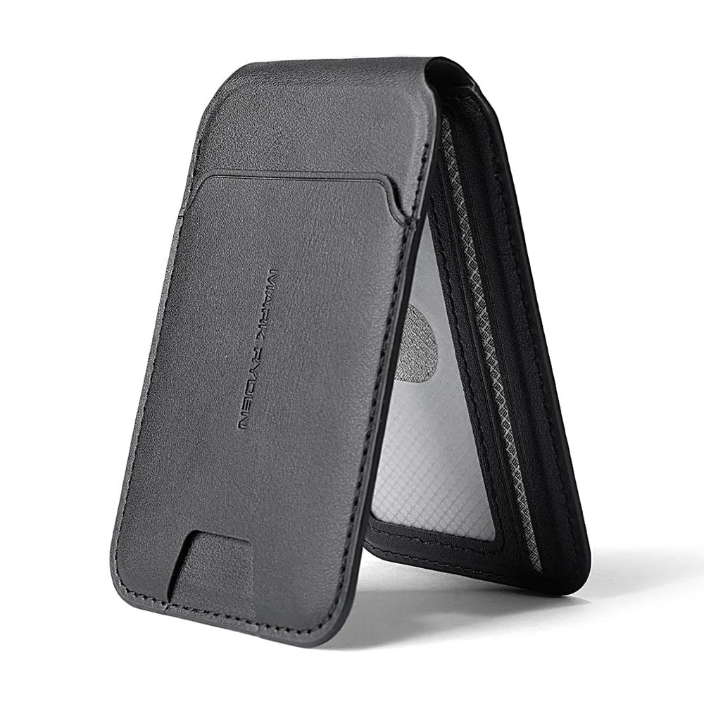 MARK RYDEN MR21 RFID Blocking Magnetic Card Bag Phone Kickstand Ultra Thin Card Holder Compatible with MagSafe - Black - 1
