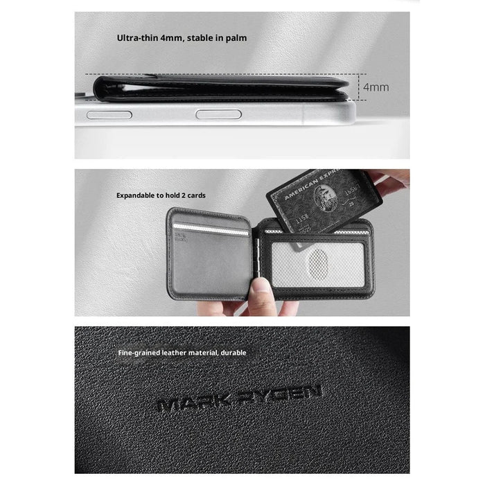 MARK RYDEN MR21 RFID Blocking Magnetic Card Bag Phone Kickstand Ultra Thin Card Holder Compatible with MagSafe - Black - 3