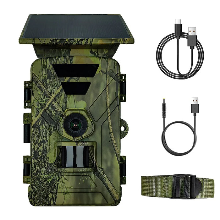 PR903W Solar Trail Camera, 8K 60MP WiFi APP Hunting Camera IR Night Vision Trail Cam IP66 Waterproof for Wildlife Monitoring - Green - 1