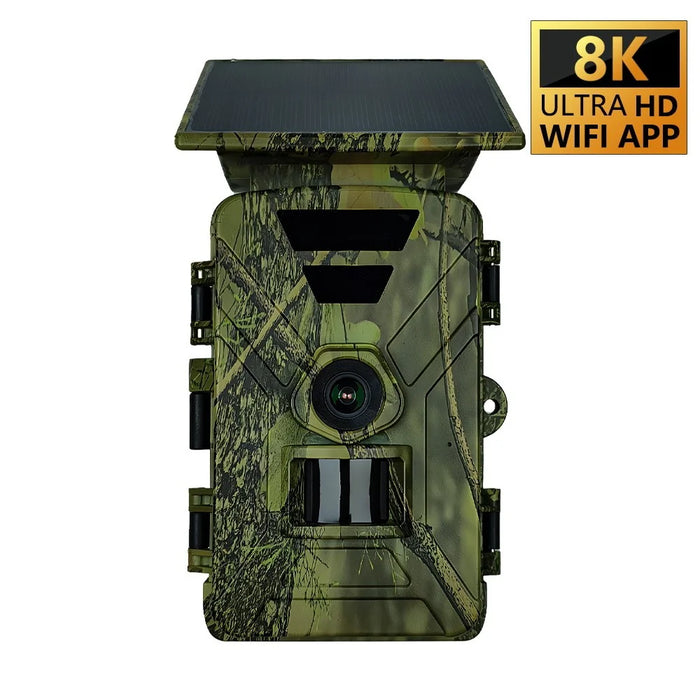 PR903W Solar Trail Camera, 8K 60MP WiFi APP Hunting Camera IR Night Vision Trail Cam IP66 Waterproof for Wildlife Monitoring - Green - 2