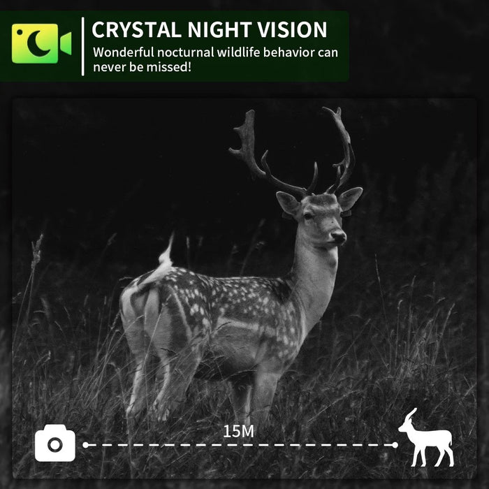 PR903W Solar Trail Camera, 8K 60MP WiFi APP Hunting Camera IR Night Vision Trail Cam IP66 Waterproof for Wildlife Monitoring - Green - 7