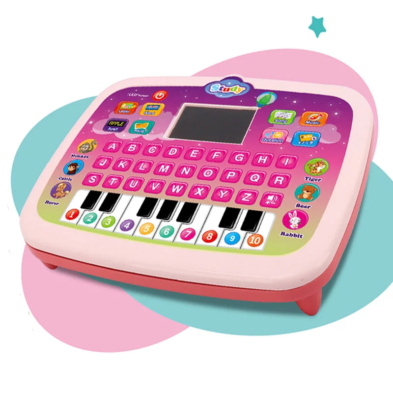 Kids Study Tablet English Learning Toy for Children Educational Keyboard Machine with LED Display - Pink - 1