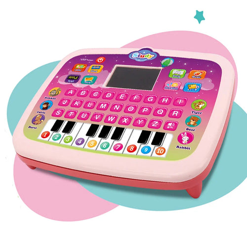 Kids Study Tablet English Learning Toy for Children Educational Keyboard Machine with LED Display - Pink - 1