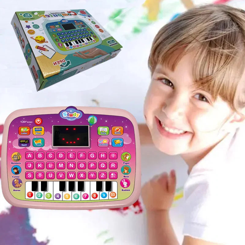 Kids Study Tablet English Learning Toy for Children Educational Keyboard Machine with LED Display - Pink - 2