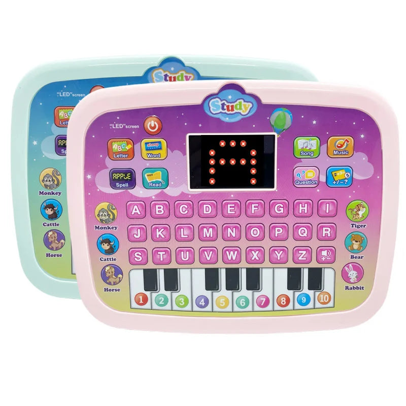 Kids Study Tablet English Learning Toy for Children Educational Keyboard Machine with LED Display - Pink - 4