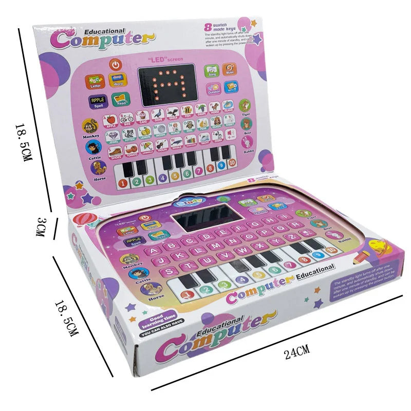 Kids Study Tablet English Learning Toy for Children Educational Keyboard Machine with LED Display - Pink - 5