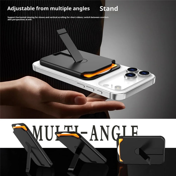 Bulk Purchasing Magnetic Card Holder Aluminum Alloy Vertical Kickstand PC Phone Back Card Case - Orange - 4