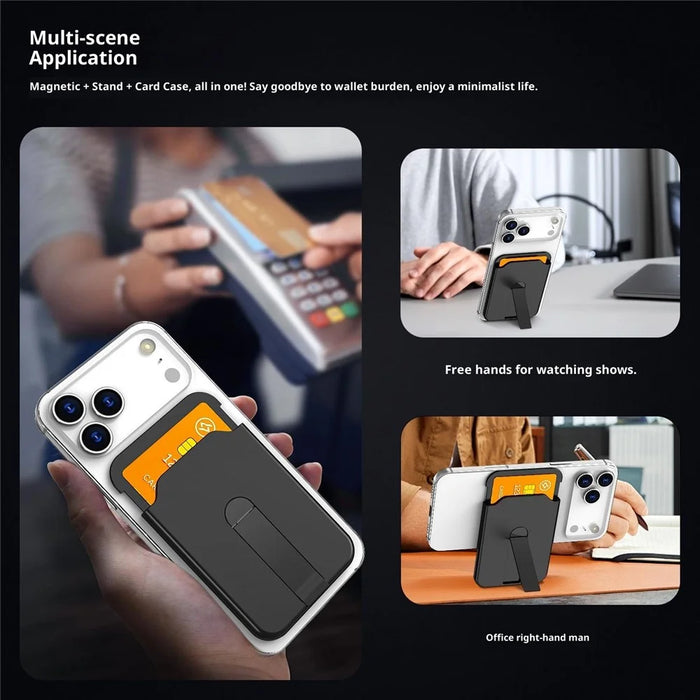 Bulk Purchasing Magnetic Card Holder Aluminum Alloy Vertical Kickstand PC Phone Back Card Case - Orange - 5