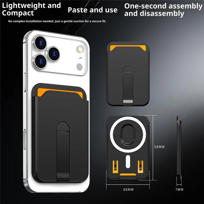 Bulk Purchasing Magnetic Card Holder Aluminum Alloy Vertical Kickstand PC Phone Back Card Case - Orange - 7