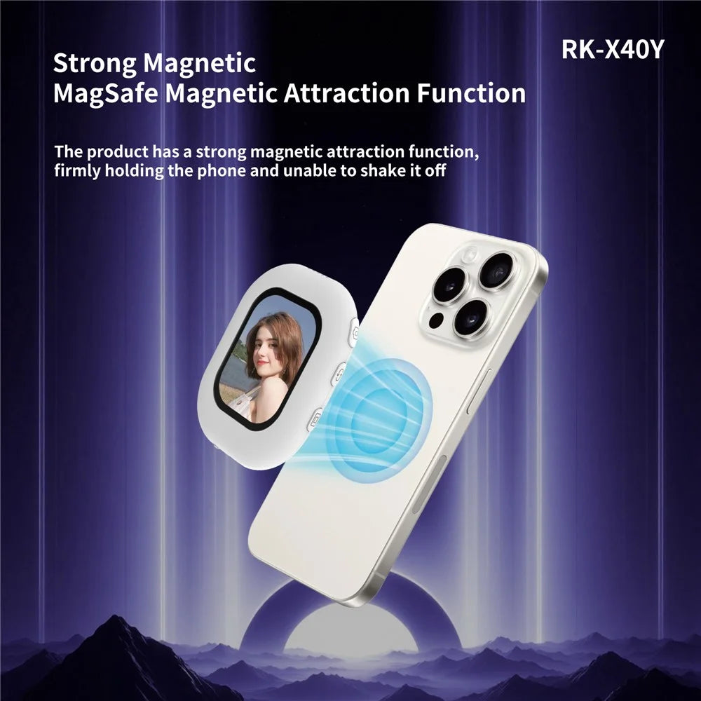 RK-Y40Y 2 inch Mini Wireless Screen Mirroring Device Magnetic Phone Projector Wireless Casting for Mobile Phones - White - 2
