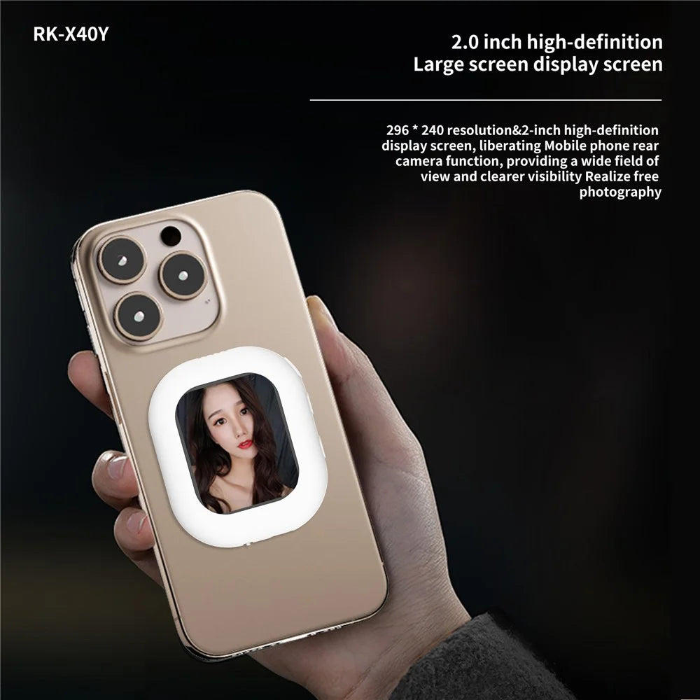 RK-Y40Y 2 inch Mini Wireless Screen Mirroring Device Magnetic Phone Projector Wireless Casting for Mobile Phones - White - 4