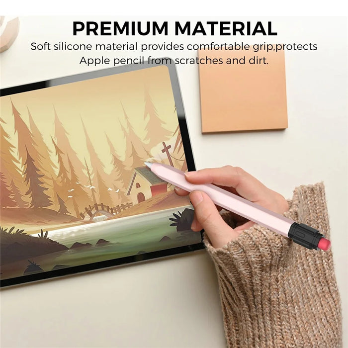 AHASTYLE PT180-3-K Pencil Sleeve with Black Cap  /  Clip for Apple Pencil 3 Protective Silicone Case Retro Style - Pink - 4