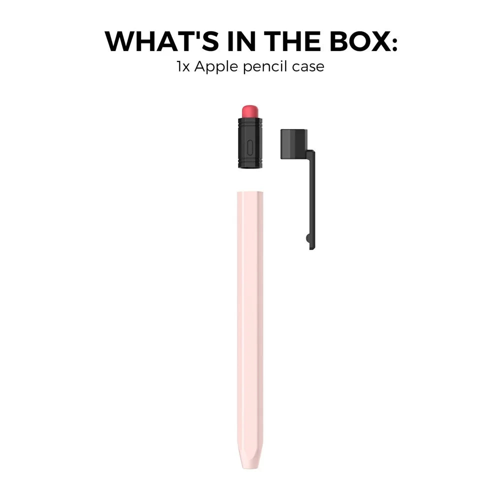 AHASTYLE PT180-3-K Pencil Sleeve with Black Cap  /  Clip for Apple Pencil 3 Protective Silicone Case Retro Style - Pink - 7