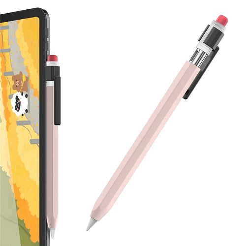 AHASTYLE PT180-3-K Pencil Sleeve with Clear Cap / Clip for Apple Pencil 3 Protective Silicone Case Retro Style - Pink - 1